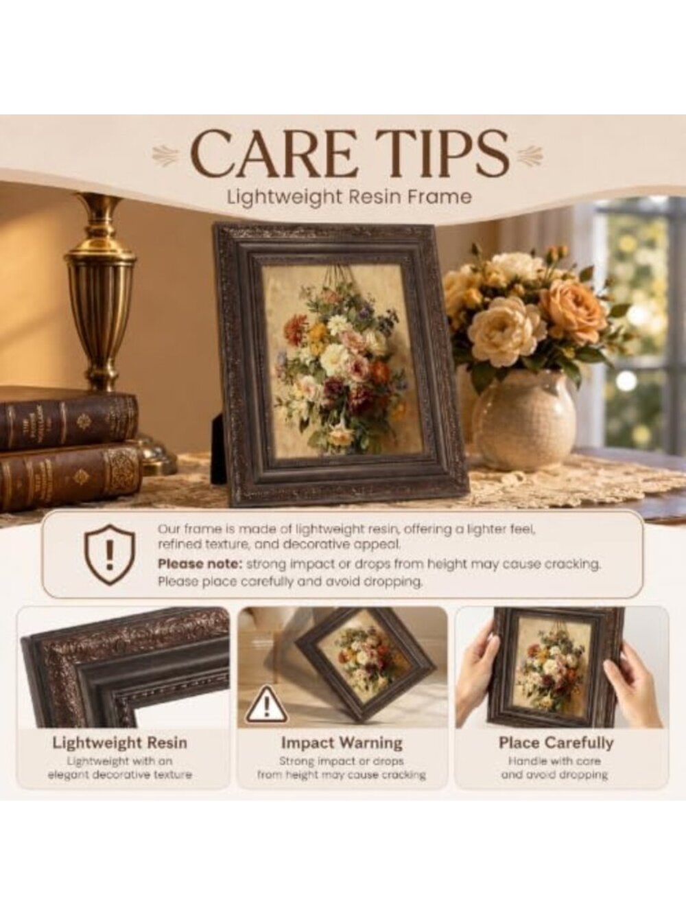 Vintage Dark Brown Picture Frames Set - 8 Pcs (8x10, 5x7, 4x6) Home Decor - Picture 7 of 7